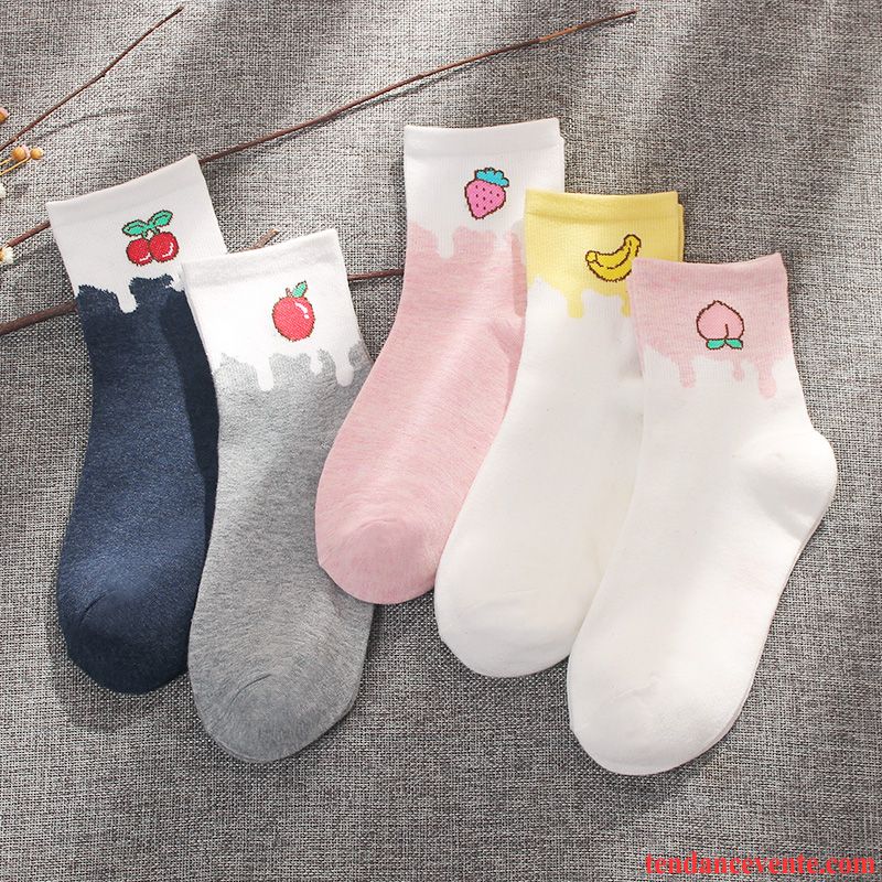 Chaussette Femme Tendance L'automne Chaussettes En Coton Rétro Folk-custom Quatre Saisons Bleu