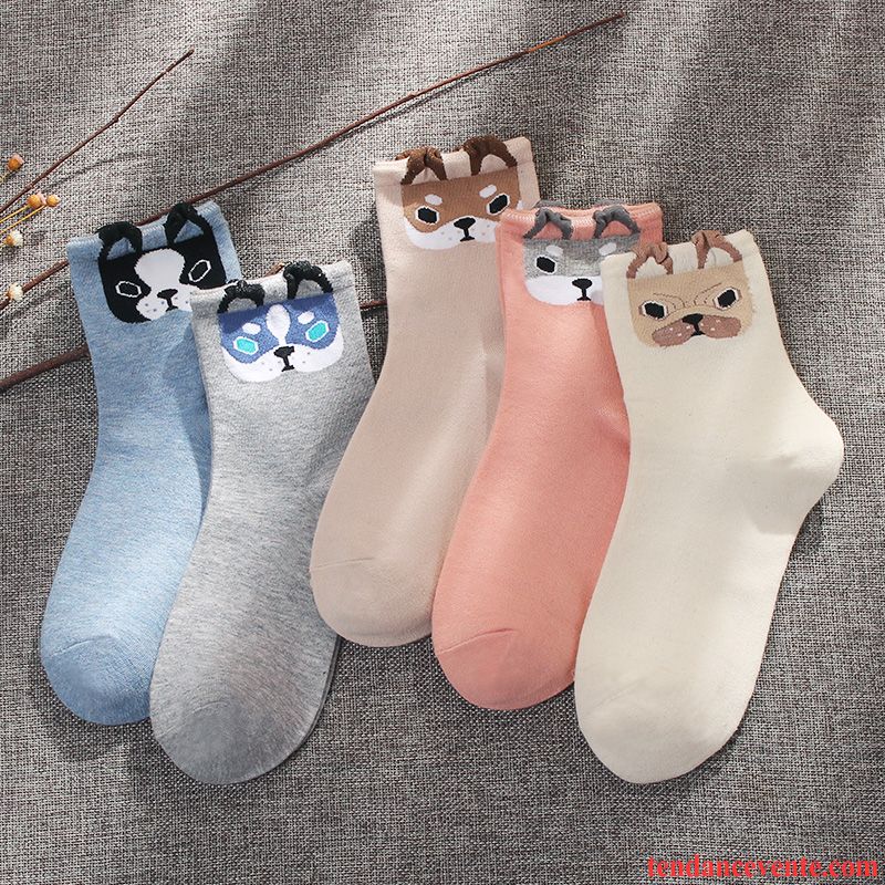 Chaussette Femme Tendance L'automne Chaussettes En Coton Rétro Folk-custom Quatre Saisons Bleu