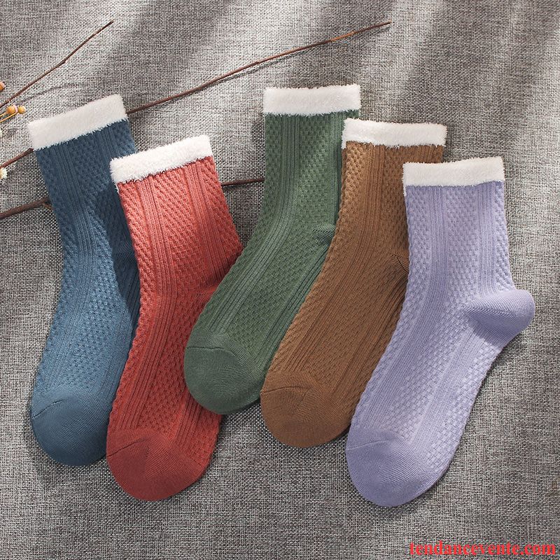 Chaussette Femme Tendance L'automne Chaussettes En Coton Rétro Folk-custom Quatre Saisons Bleu