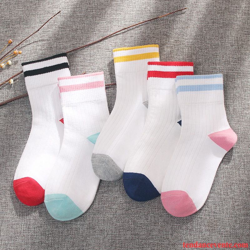 Chaussette Femme Tendance L'automne Chaussettes En Coton Rétro Folk-custom Quatre Saisons Bleu