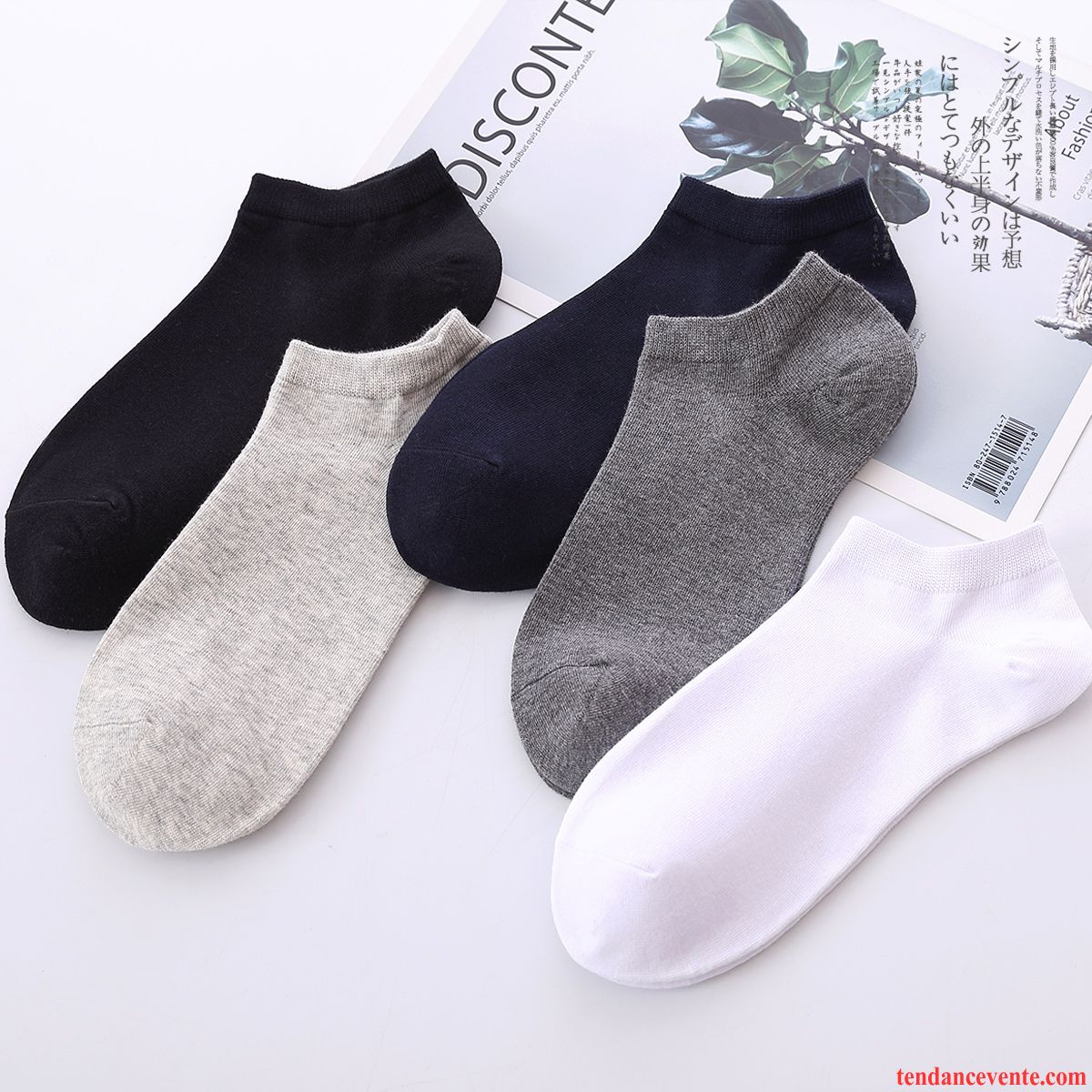 Chaussette Homme Chaussette Courte Section Mince Tendance Coton Invisible Anti-odeur Jaune Clair