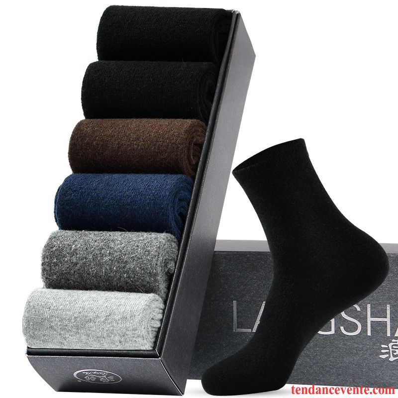 Chaussette Homme Plus Épais La Laine Chaussette Longue L'automne Garder Au Chaud Hiver Pure Noir