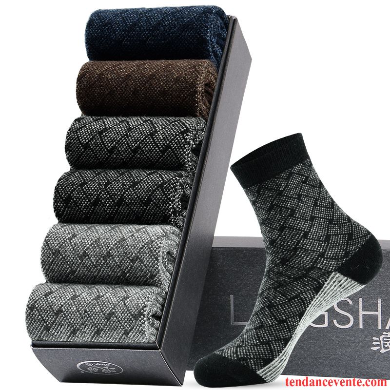 Chaussette Homme Plus Épais La Laine Chaussette Longue L'automne Garder Au Chaud Hiver Pure Noir