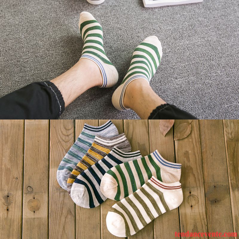 Chaussette Homme Étudiant Milieu Chaussette Basse Coupée Court Quatre Saisons Chaussettes En Coton Vert