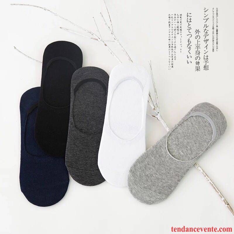 Chaussette Homme Été Chaussette Basse Coupée Antidérapant Coton Section Mince Chaussette Courte Coloré Clair