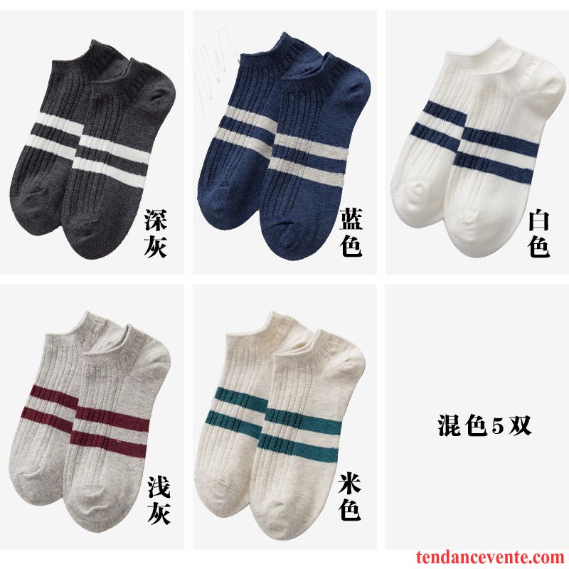 Chaussette Homme Été Court Chaussettes En Coton Transpiration Chaussette Courte Chaussette Basse Coupée Bleu Clair