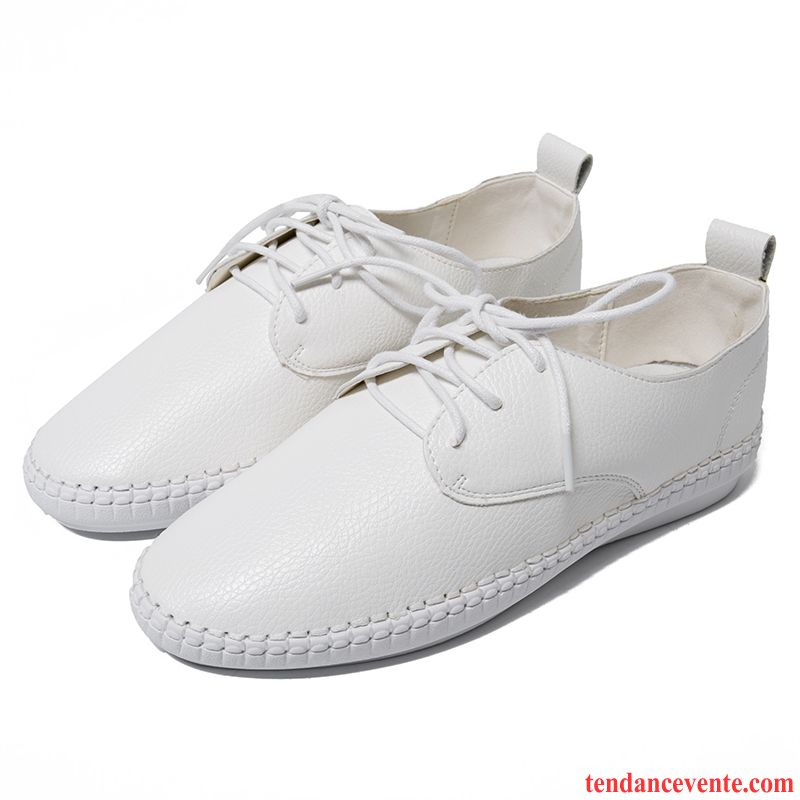 Chausson Mocassin Femme Étudiant Slip-on Enceintes Derbies Printemps Été Plates Femme Blanc Paresseux Cuir Véritable Taillissime