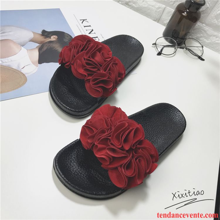 Chaussons Bottes Fourrées Plage Antidérapant Mode Doux Femme Été Fleurs Vente