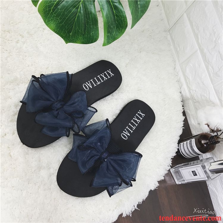 Chaussons Cuir Femme Talon Arc Femme Plage Vacances Doux Été Mode Antidérapant Pensée