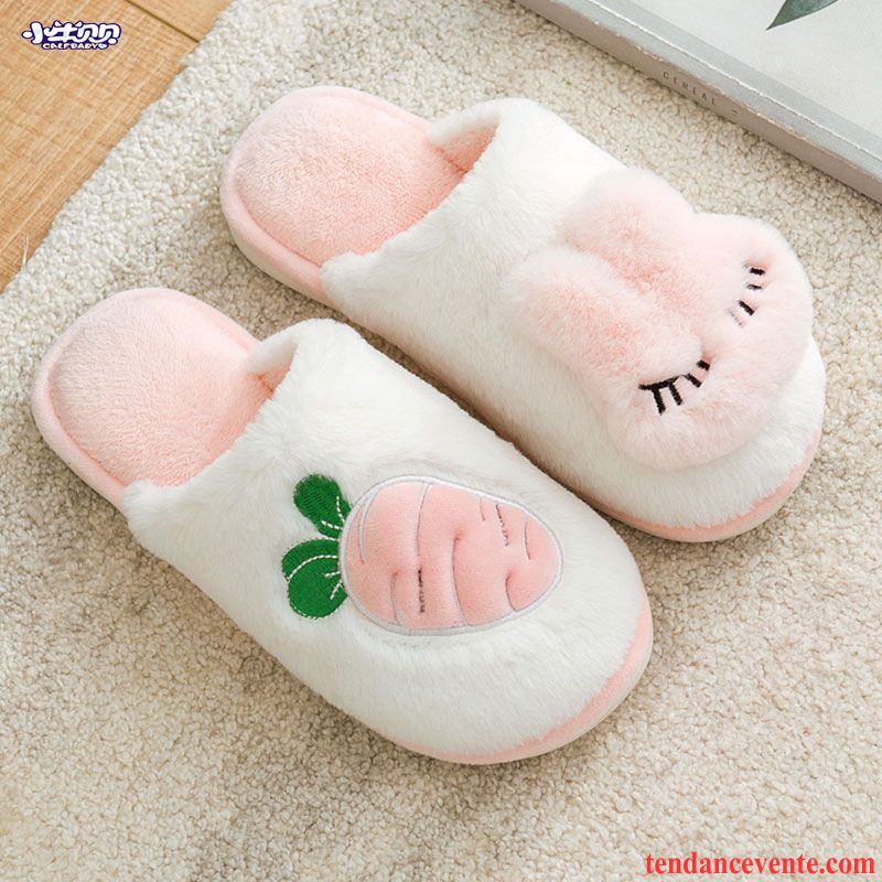 Chaussons Femme Dessin Animé Fantaisie Antidérapant Hiver Matelassé Rose