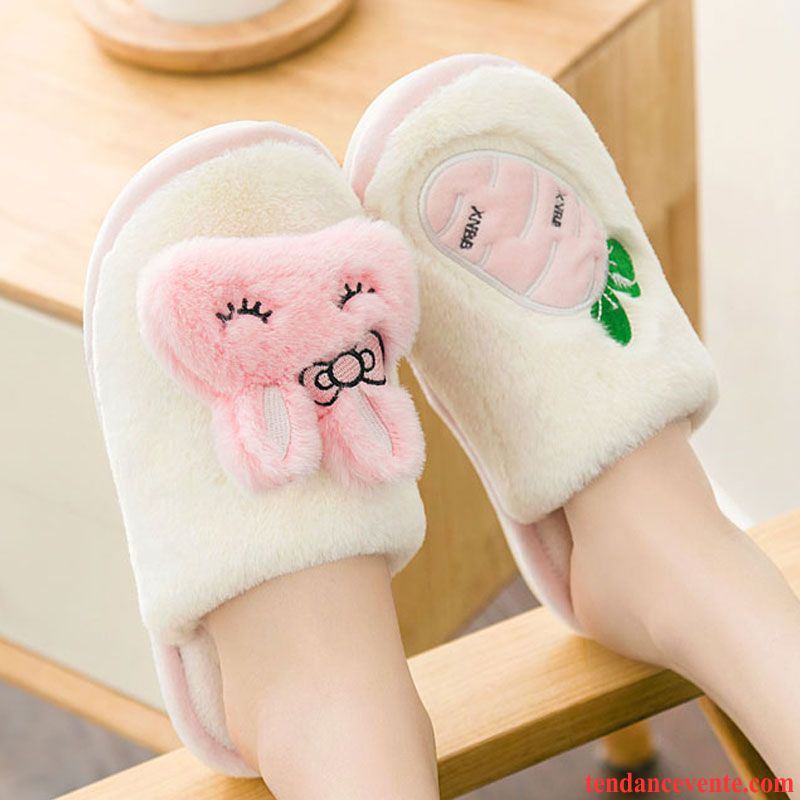 Chaussons Femme Dessin Animé Fantaisie Antidérapant Hiver Matelassé Rose