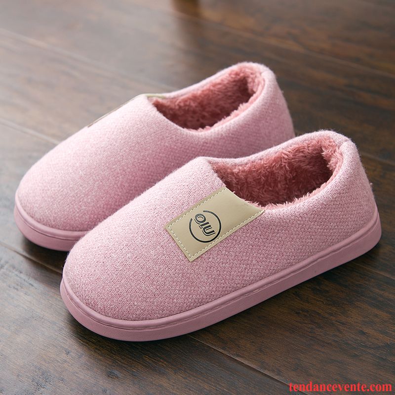 Chaussons Femme Fantaisie Plus De Velours Chauds Homme Matelassé Hiver Rose