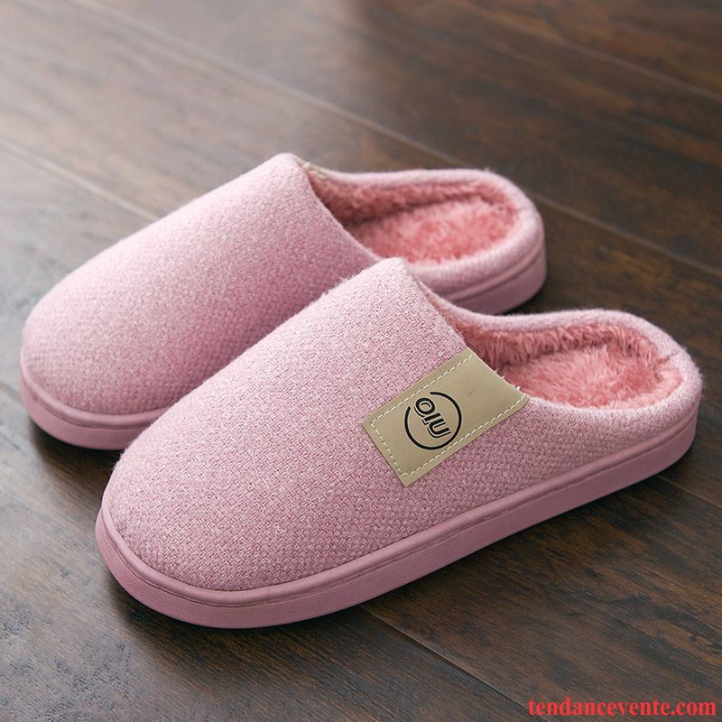 Chaussons Femme Fantaisie Plus De Velours Chauds Homme Matelassé Hiver Rose