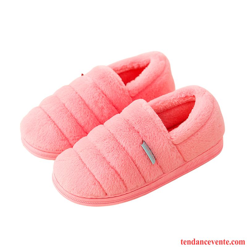 Chaussons Femme Fantaisie Plus De Velours Semelle Épaisse Homme Matelassé Chaussures En Coton Rose