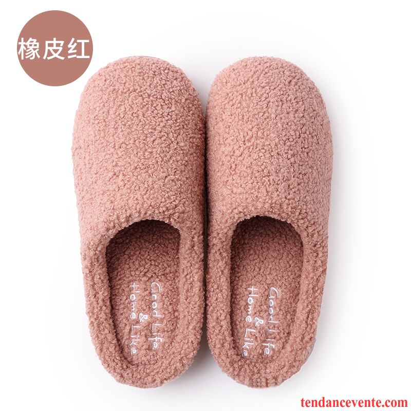 Chaussons Femme L'automne Matelassé Chauds Hiver Fantaisie Antidérapant Rose