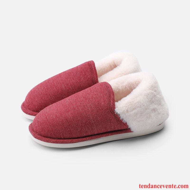 Chaussons Femme Matelassé Chauds Semelle Épaisse Homme Fantaisie Hiver Rose