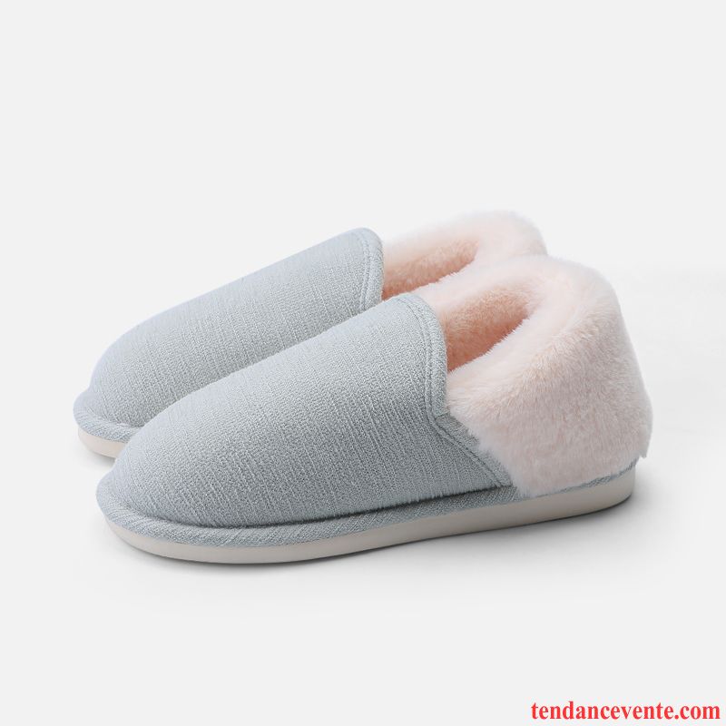Chaussons Femme Matelassé Chauds Semelle Épaisse Homme Fantaisie Hiver Rose