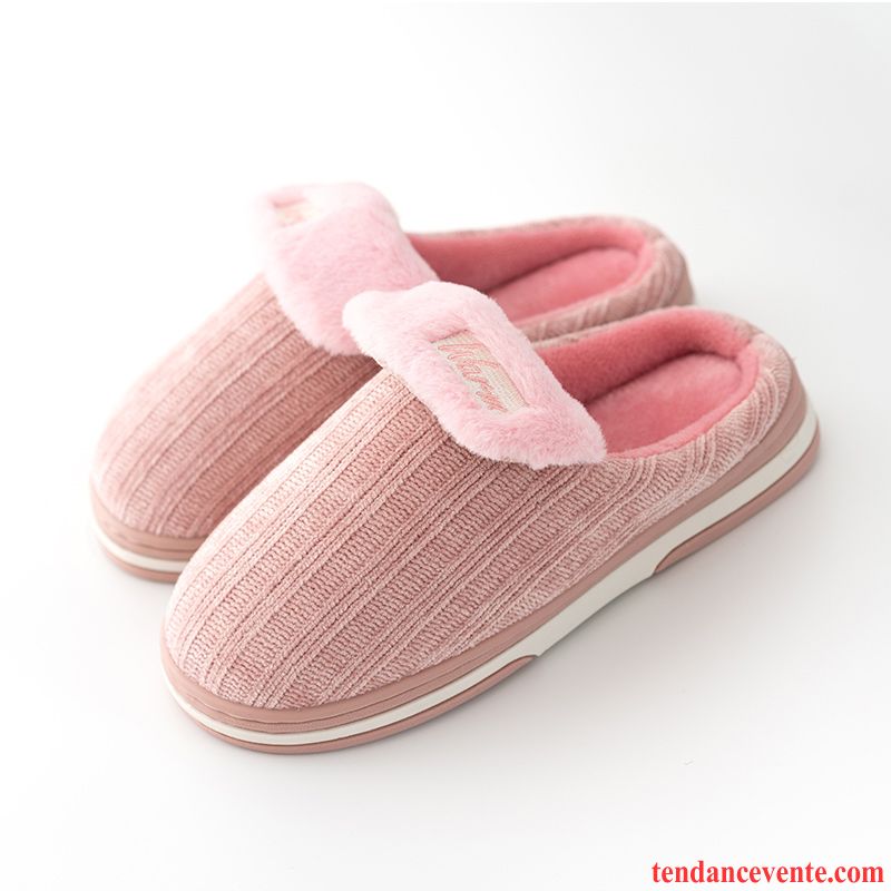 Chaussons Femme Semelle Épaisse Chauds Matelassé Renforcé Homme Antidérapant Violet