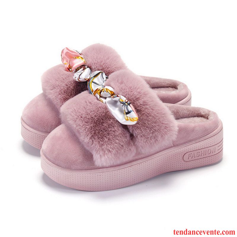 Chaussons Femme Étudiant Chauds Semelle Épaisse Hiver L'automne Imperméable Rose