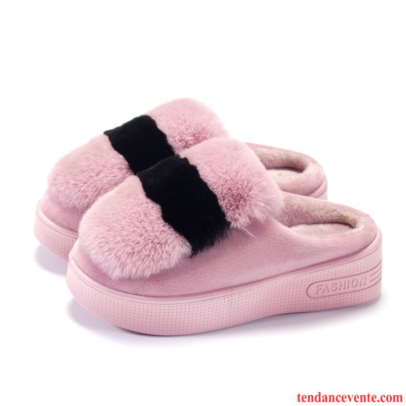 Chaussons Femme Étudiant Chauds Semelle Épaisse Hiver L'automne Imperméable Rose