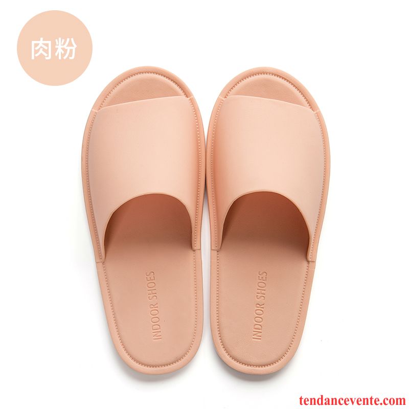 Chaussons Femme Été Homme Antidérapant Semelle Doux Rose