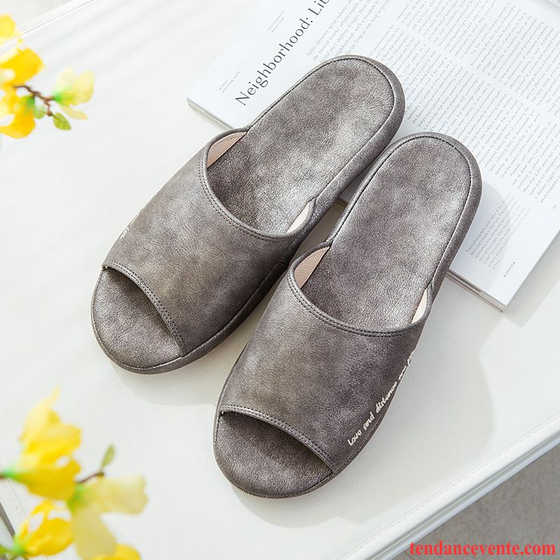 Chaussons Tongs Homme Antidérapant Femme Simple Fantaisie Imperméable Toutes Les Saisons Gris