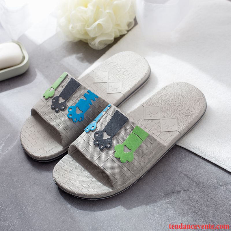 Chaussons Tongs Homme Antidérapant Fleur Fantaisie Été Bleu Foncé