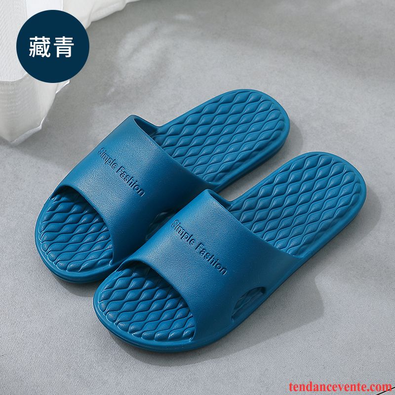 Chaussons Tongs Homme Antidérapant Semelle Épaisse Été Simple Fantaisie Bleu