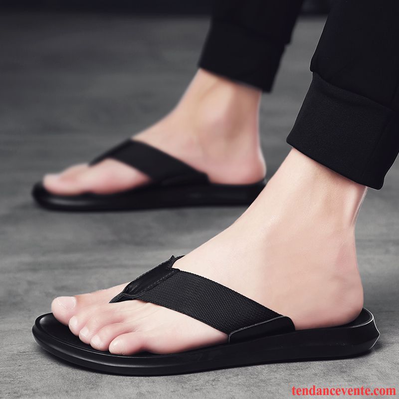 Chaussons Tongs Homme Antidérapant Tendance Sandales Personnalité Été Noir