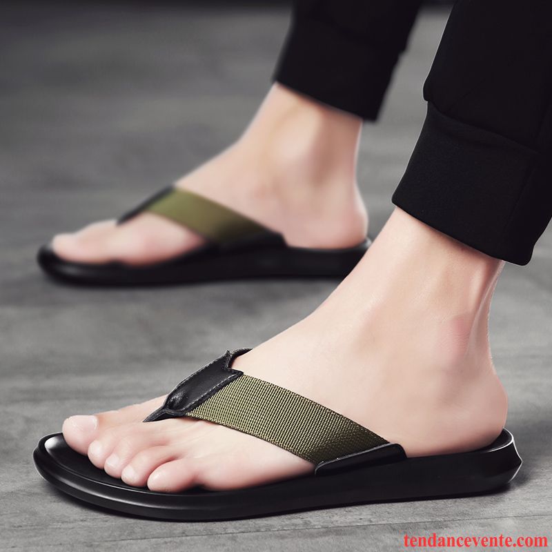 Chaussons Tongs Homme Antidérapant Tendance Sandales Personnalité Été Noir