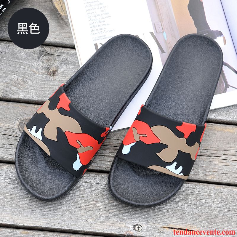 Chaussons Tongs Homme Antidérapant Été Plage Sandales Fantaisie Tendance Noir