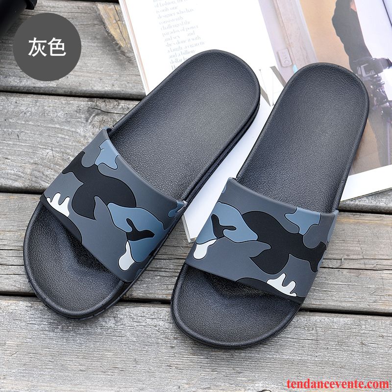 Chaussons Tongs Homme Antidérapant Été Plage Sandales Fantaisie Tendance Noir