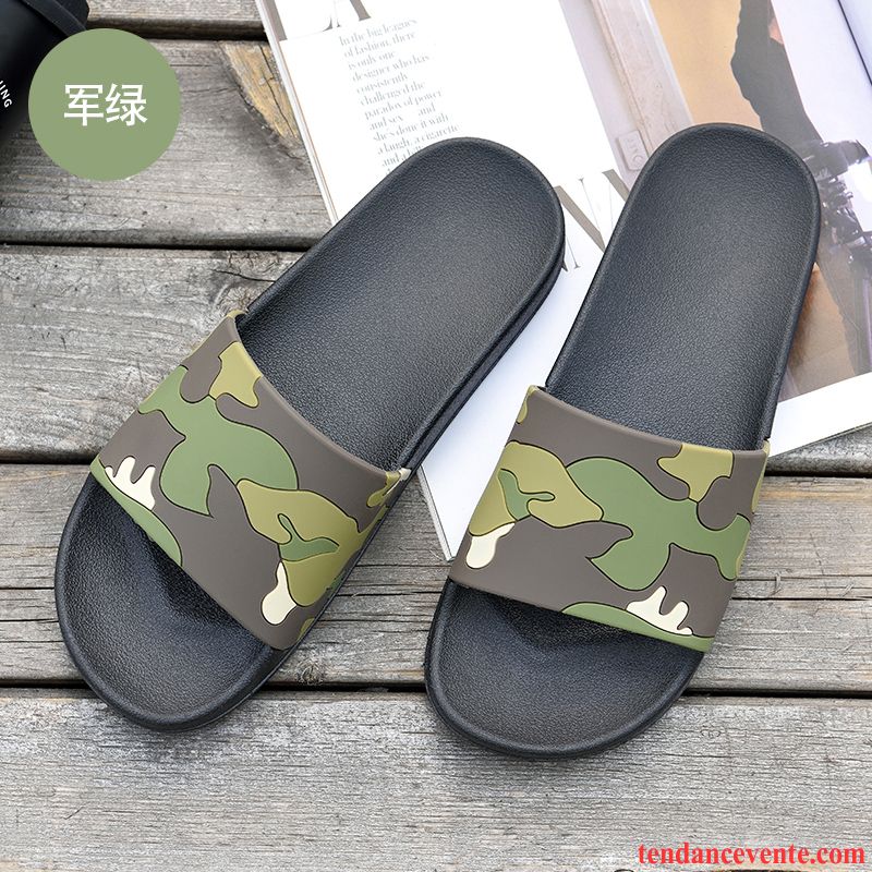 Chaussons Tongs Homme Antidérapant Été Plage Sandales Fantaisie Tendance Noir