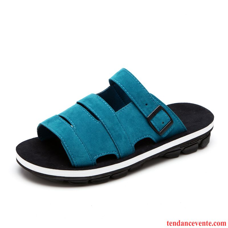 Chaussons Tongs Homme Authentique Populaire Plage Tendance Été Décontractée Bleu