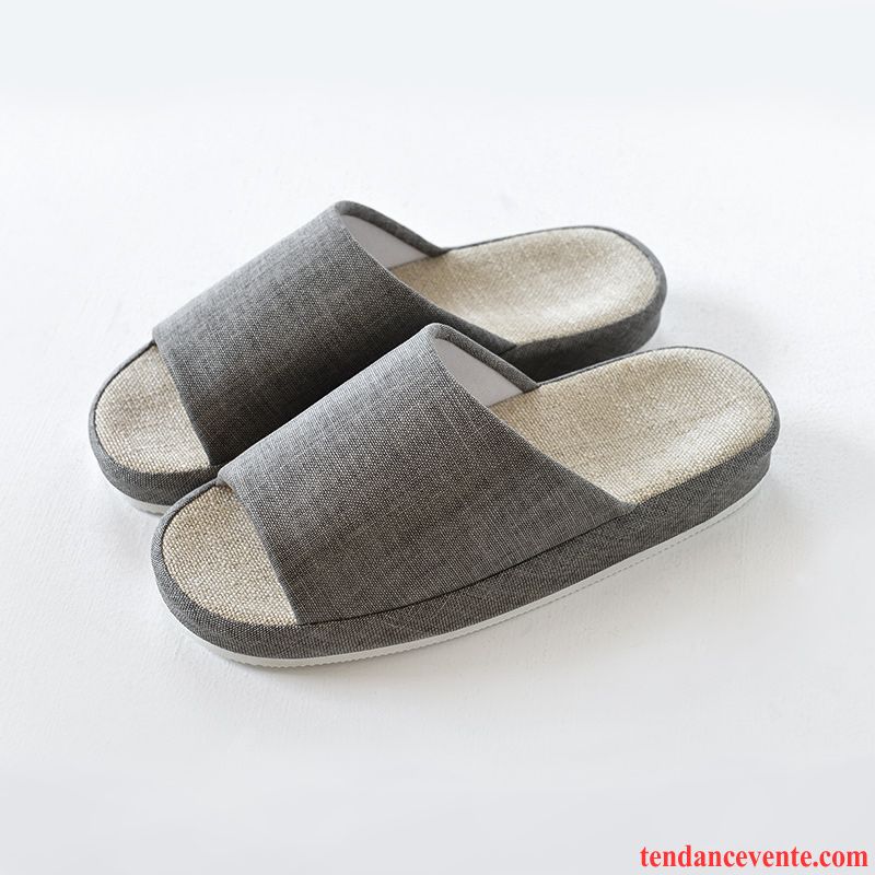 Chaussons Tongs Homme Fantaisie Antidérapant Semelle Épaisse Matelassé Femme Gris