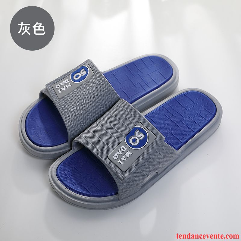 Chaussons Tongs Homme Fantaisie Antidérapant Été Femme Semelle Doux Bleu