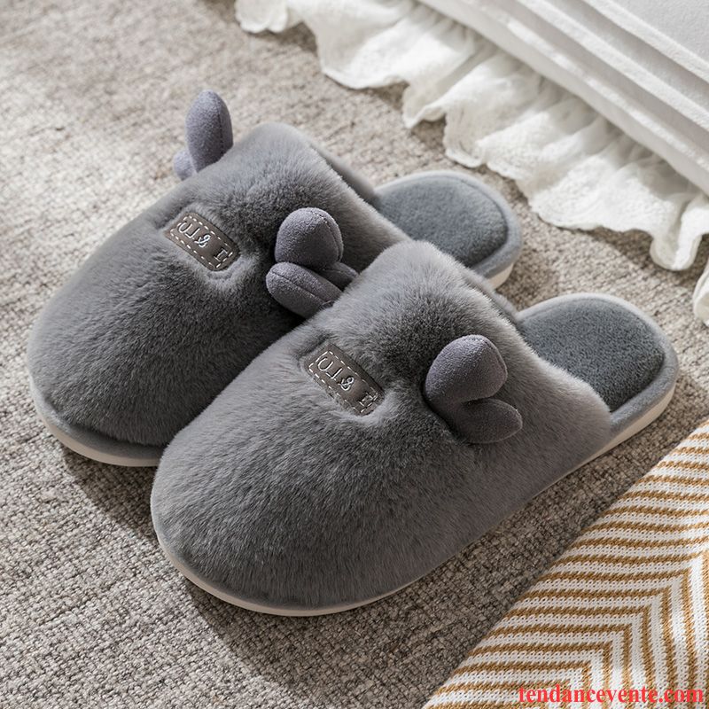 Chaussons Tongs Homme Fantaisie Matelassé Chauds Hiver Antidérapant Gris