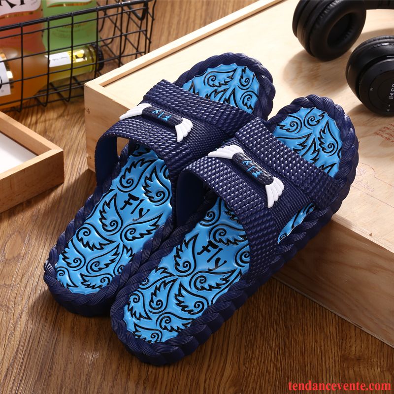 Chaussons Tongs Homme Femme Été Mode Fantaisie Antidérapant Bleu