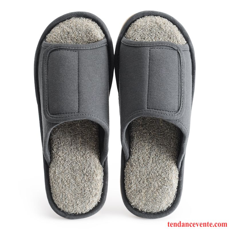 Chaussons Tongs Homme Fluide Doux Antidérapant Velcro Confortable Femme Simple Gris