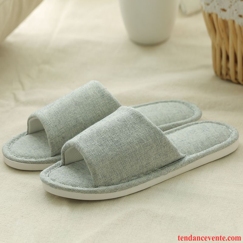 Chaussons Tongs Homme Matelassé Femme Antidérapant Semelle Épaisse Fantaisie Hiver Gris Clair