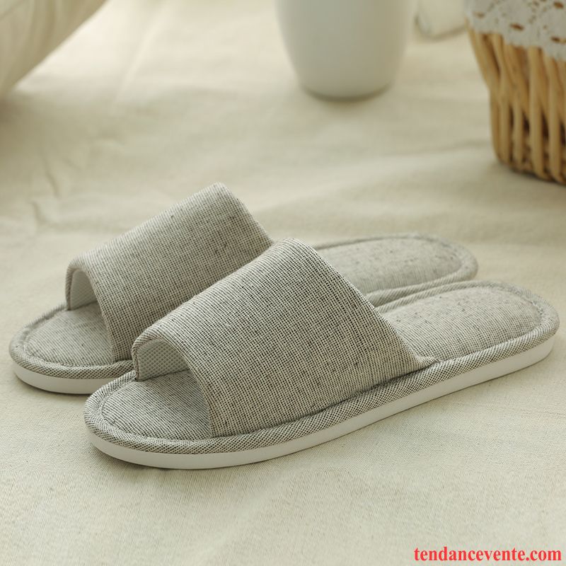 Chaussons Tongs Homme Matelassé Femme Antidérapant Semelle Épaisse Fantaisie Hiver Gris Clair