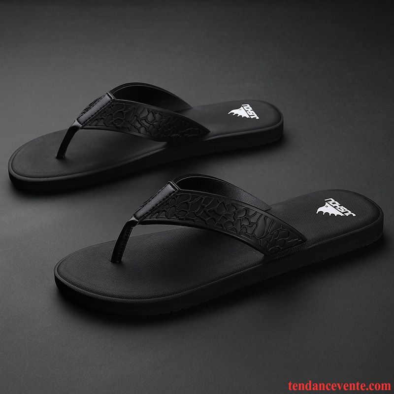 Chaussons Tongs Homme Personnalité Antidérapant De Plein Air Été Mode Plage Noir