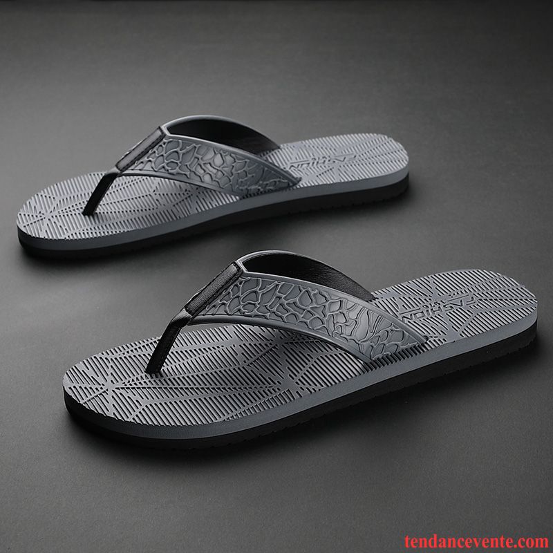 Chaussons Tongs Homme Personnalité Antidérapant De Plein Air Été Mode Plage Noir