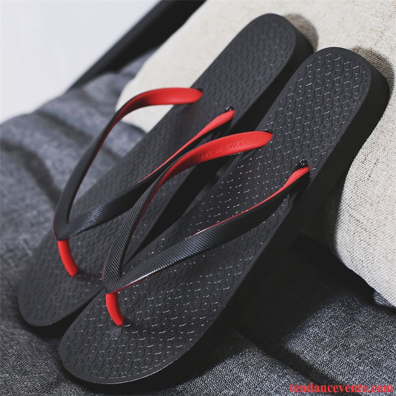 Chaussons Tongs Homme Personnalité Antidérapant Tendance Plage Décontractée Caoutchouc Noir