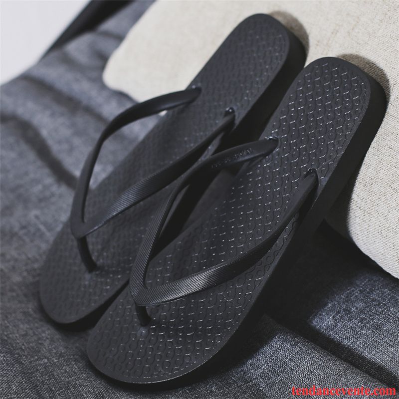 Chaussons Tongs Homme Personnalité Antidérapant Tendance Plage Décontractée Caoutchouc Noir