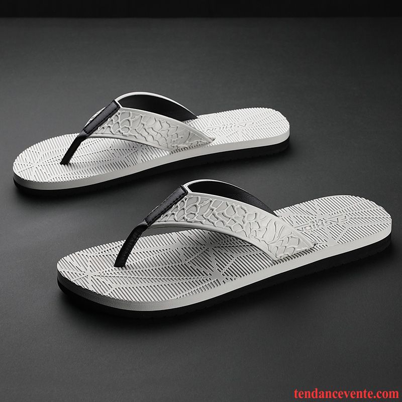 Chaussons Tongs Homme Personnalité De Plein Air Étudiant Plage Antidérapant Tendance Gris