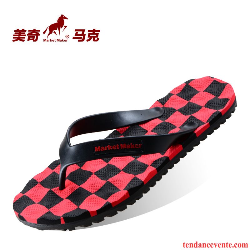 Chaussons Tongs Homme Personnalité Tendance Plage Été Porter Antidérapant Rouge