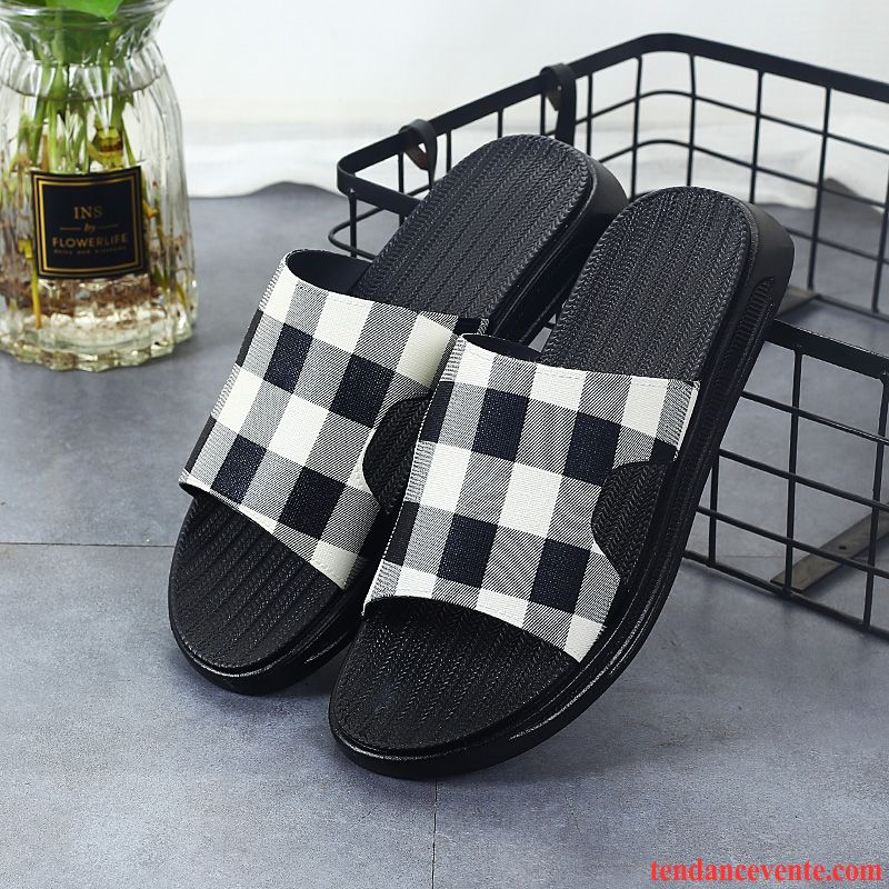 Chaussons Tongs Homme Personnalité Tendance Été Antidérapant Respirant Noir