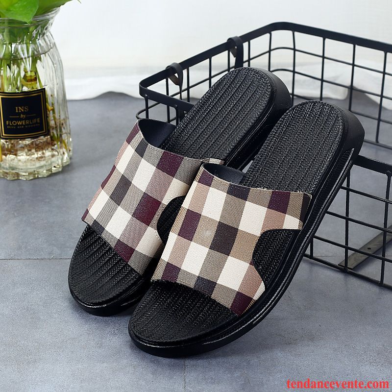 Chaussons Tongs Homme Personnalité Tendance Été Antidérapant Respirant Noir