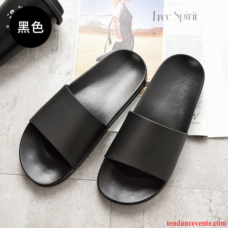 Chaussons Tongs Homme Plage Femme Fantaisie Été Antidérapant Tendance Noir